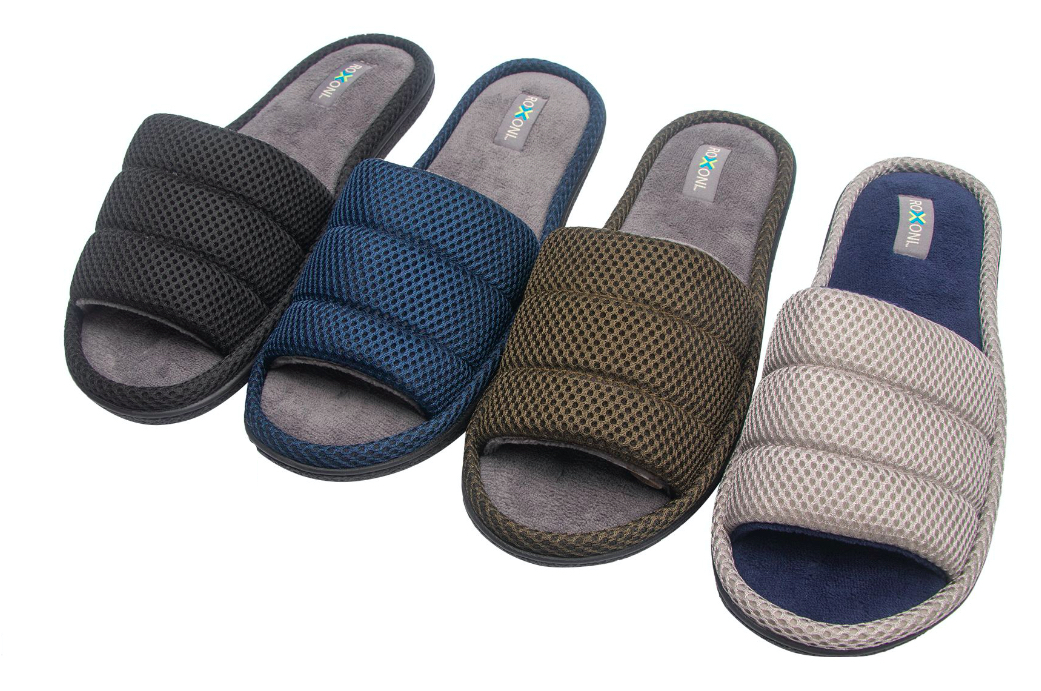 Men's Ribbed Slide Bedroom Slippers w 