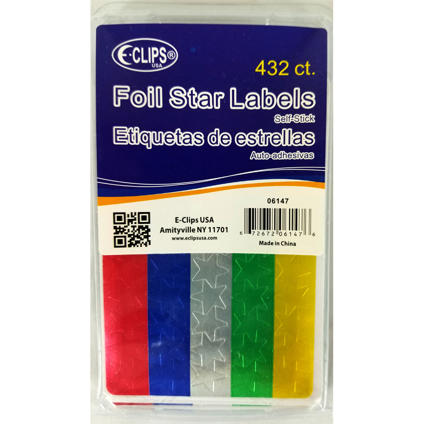 432 Stars Assorted Color Foil Star Labels Stickers School & Business Use! 
