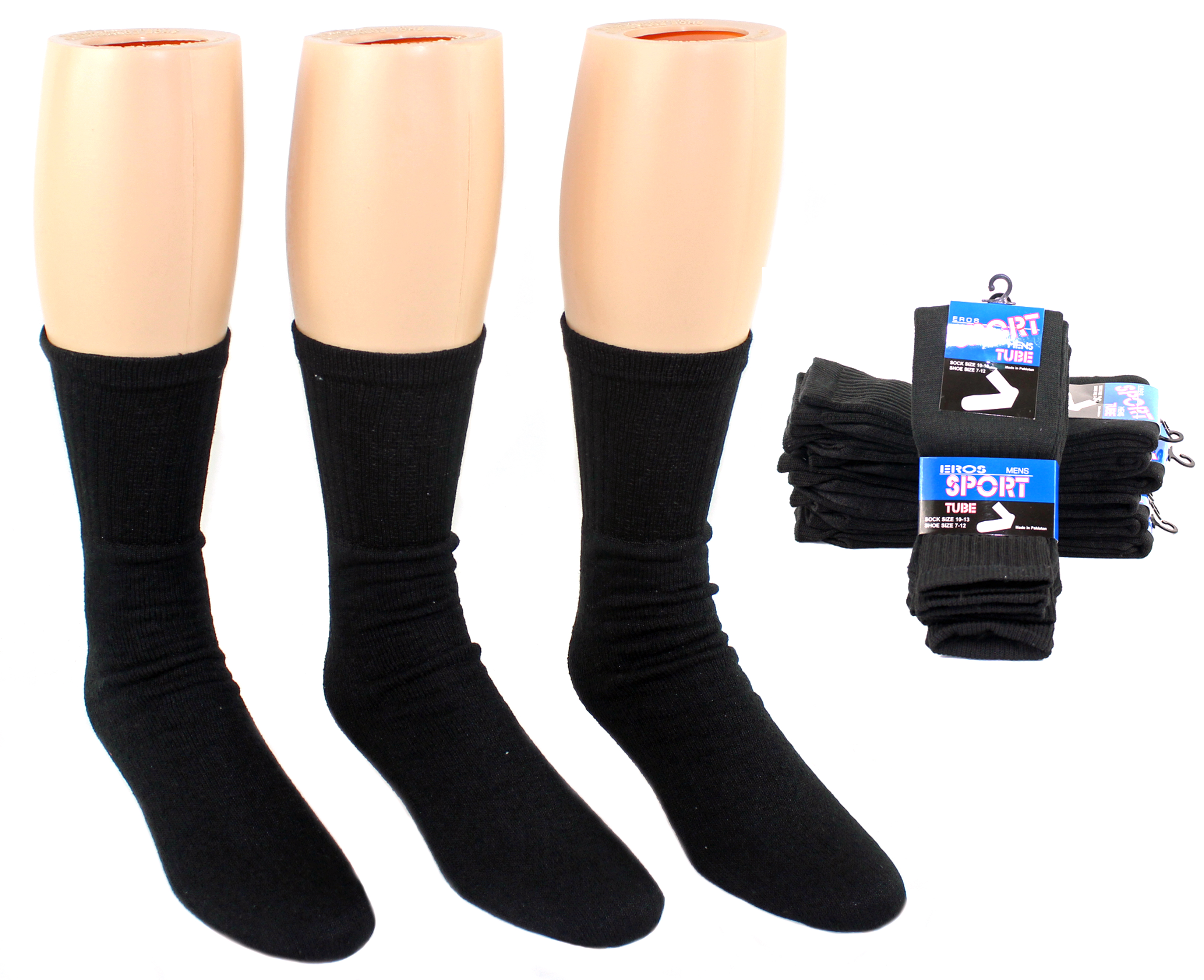 Men's Athletic Tube Socks - Black - Size 10-13