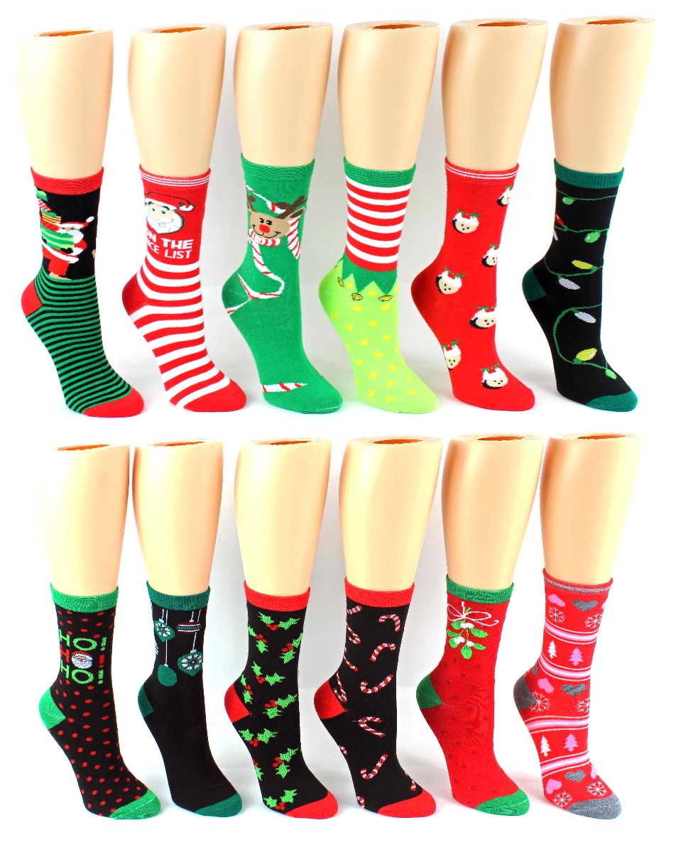 Brand New Ladies Christmas Holidays Theme Cotton Polyester Crew Socks