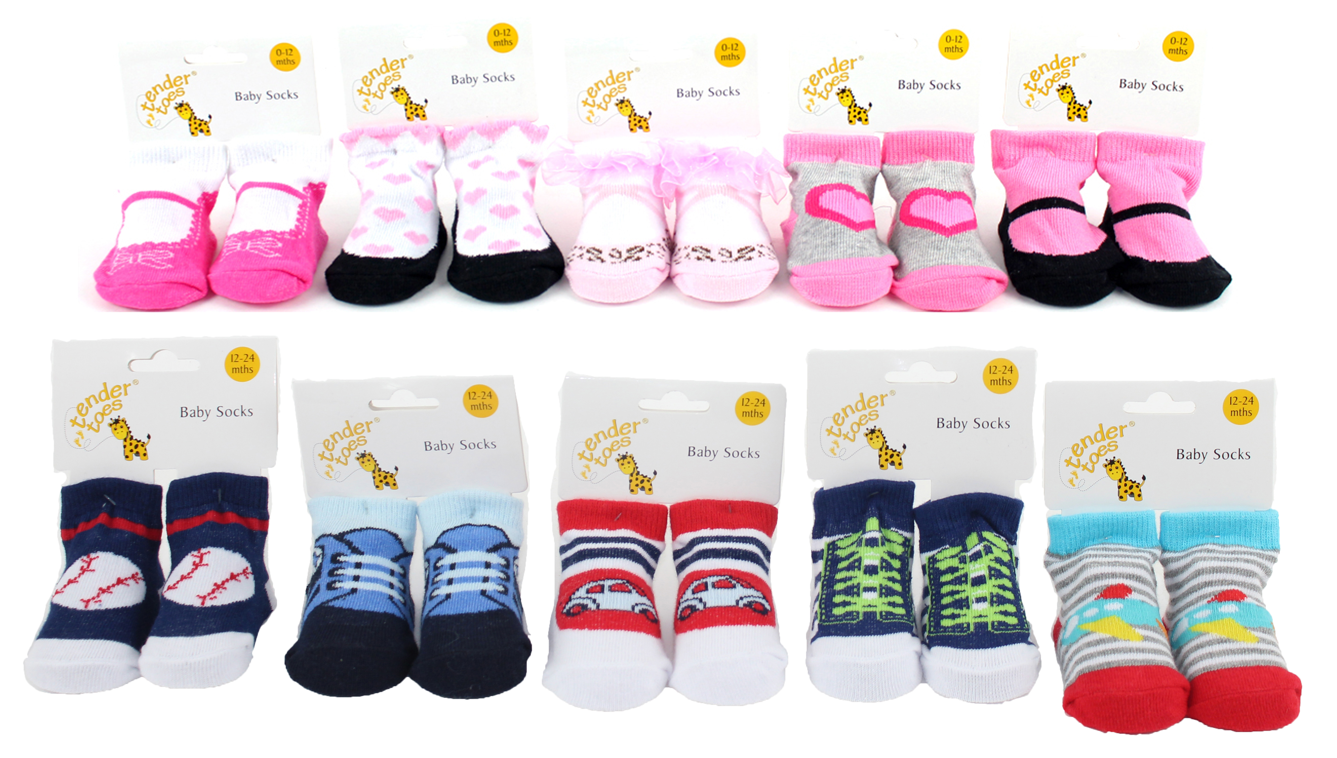 Baby Socks Newborn Blue & White/Multi Pink Soft Touch Wholesale Bulk 100 Units 