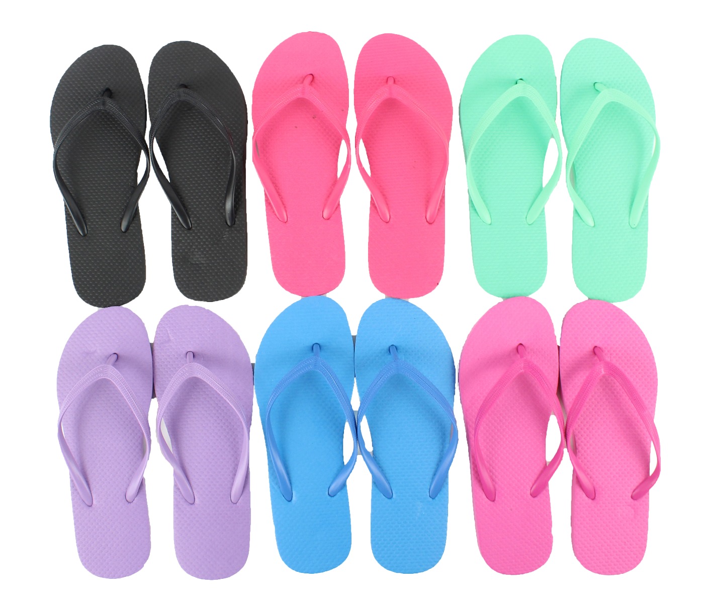 New Wholesale Lot 36 Pairs Womens Solid Black Ladies Flip Flops Nwt 