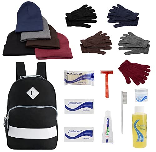 ''17'''' Deluxe Sports BACKPACKs, Winter Apparel, & Hygiene Kit Bundle - Black''