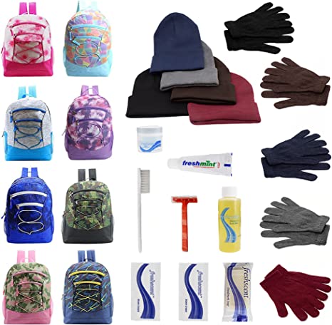 ''17'''' Camo & Tie-Dye Bungee BACKPACKs, Winter Apparel, & Hygiene Kit Bundle''