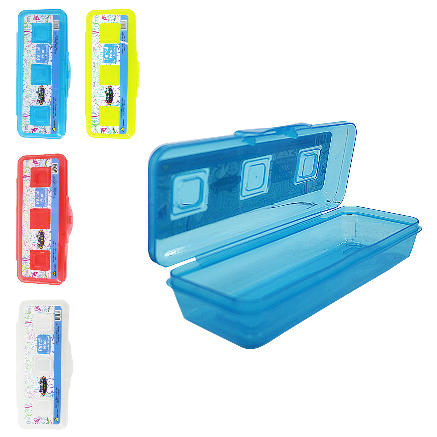 8-inch Transparent PENCIL  Storage Cases - Assorted Colors
