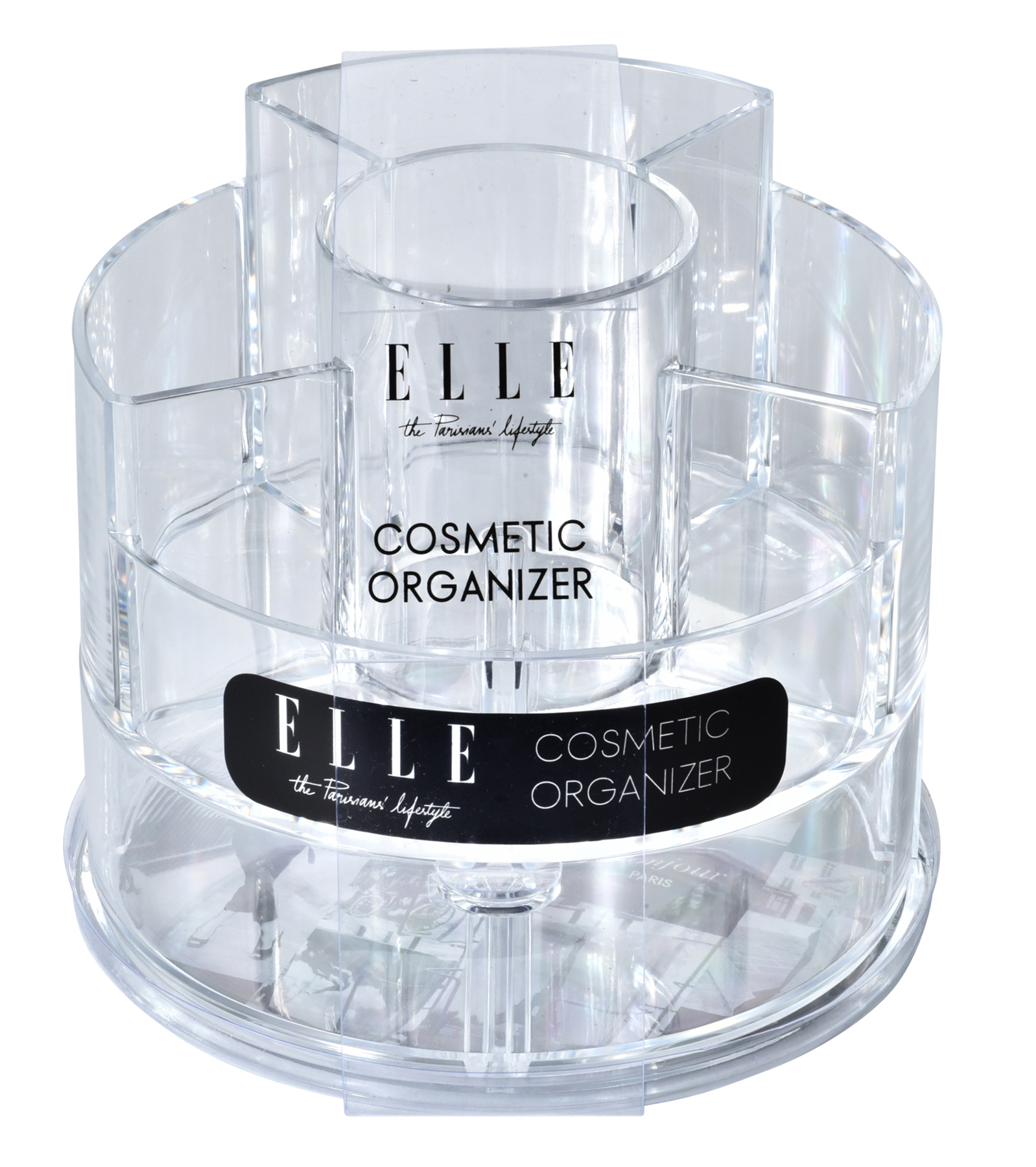 ELLE The Parisians Lifestyle Collection Clear Round Acrylic Cosmetic Organizers