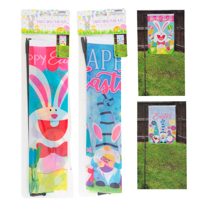 Yard Sign Easter FLAG Kit 2ast 10x14in W/31in K/d Pole Pbh