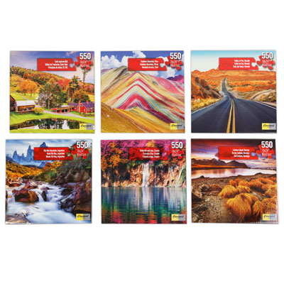 PUZZLE 550pc Scenic Landscapes 24x18 6assorted