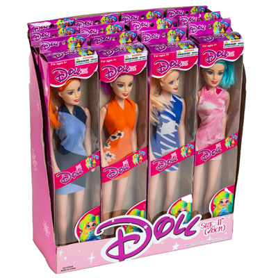 Doll 11in 4ast Crazy Hair Color Window Boxed/12pc Pdq