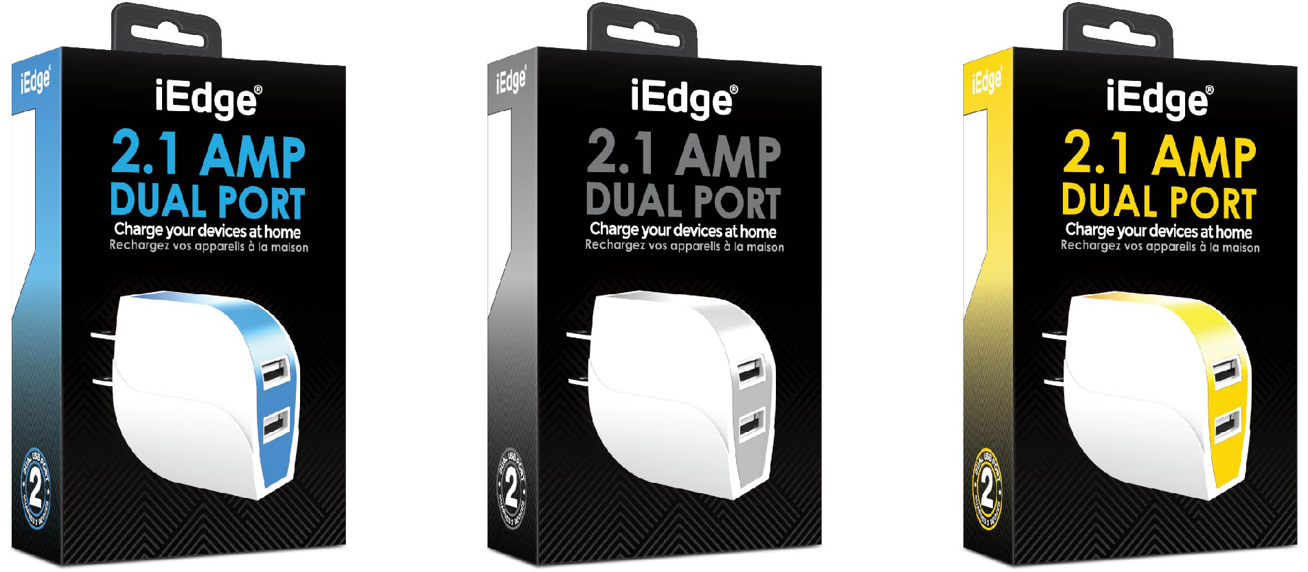 2.1 Amp Two Tone Dual Port Wall Chargers