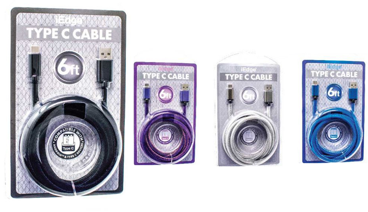 6-Ft. Metallic USB Type-C Velvet Braided Cables