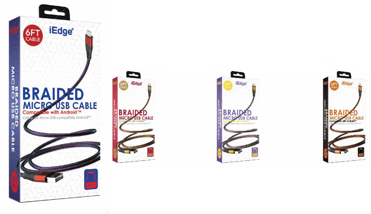 6-Ft. Micro-USB Braided Cables w/ Metallic Trim