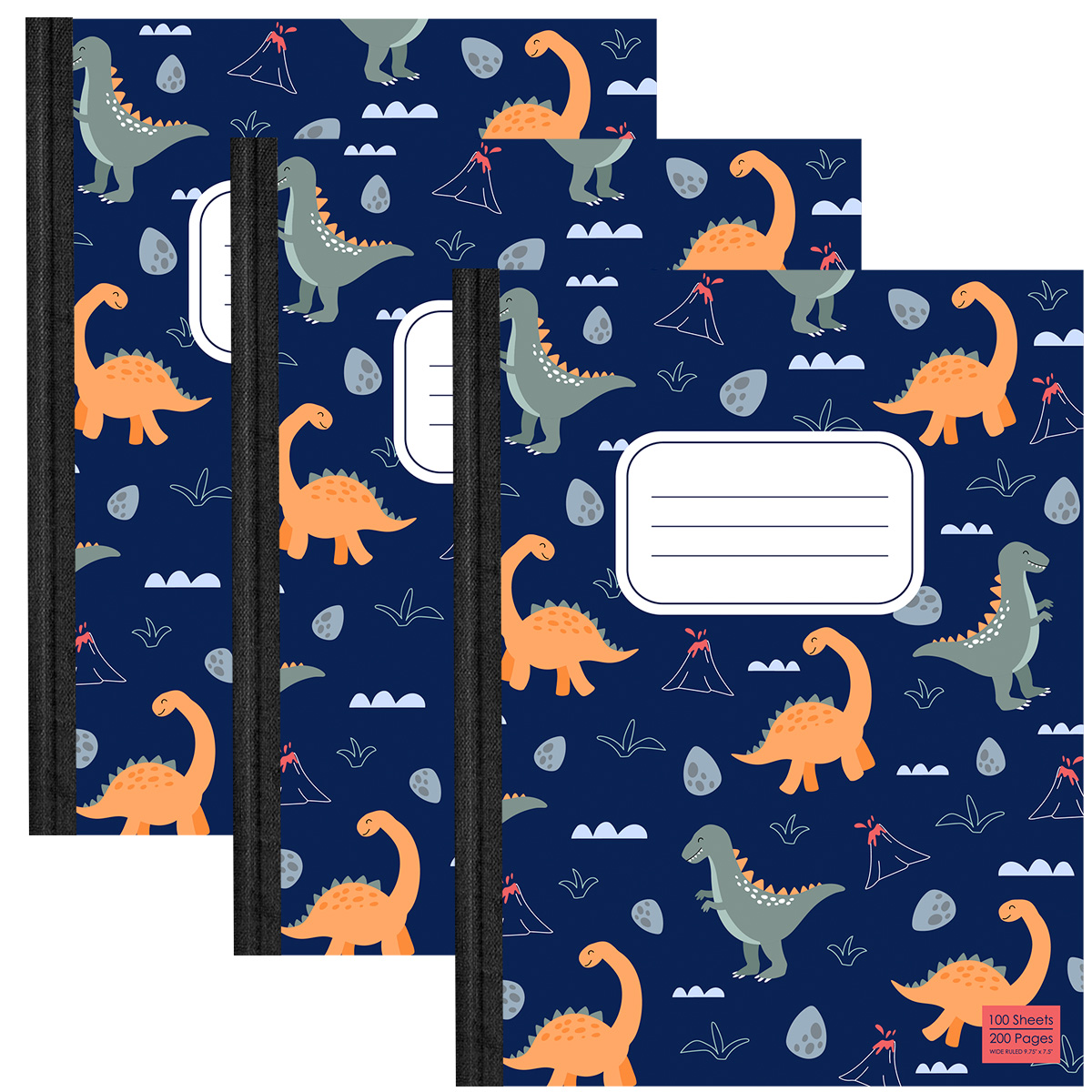 Wide Ruled Composition Books w/ Dinosaur Print