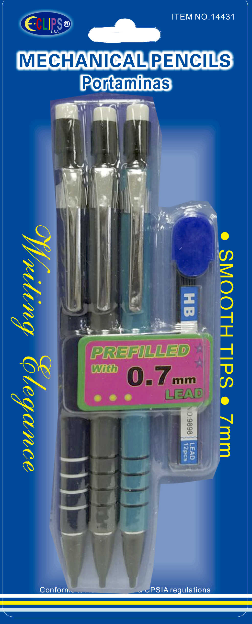 Mechanical PENcils w/ 0.7 mm Lead Refill - 3-Pack
