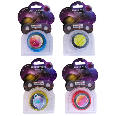 Yo-yo Light Up Planet Designs Double Sided 4colors Clampack W/header
