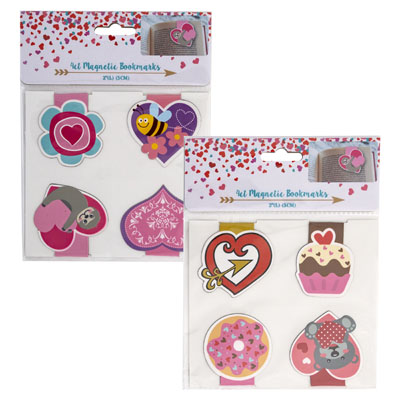 Bookmark Magnetic 4pk 2in2 Asst Combos/val Pb W/hdr Insrt