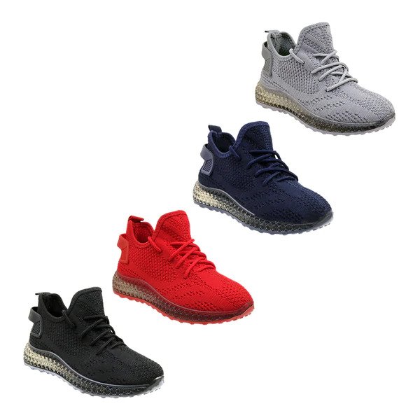 Boy's & Girl's Breathable Knit Jogger SNEAKERS w/ Ombre Trim & Soft Footbed - Choose Your Color(s)