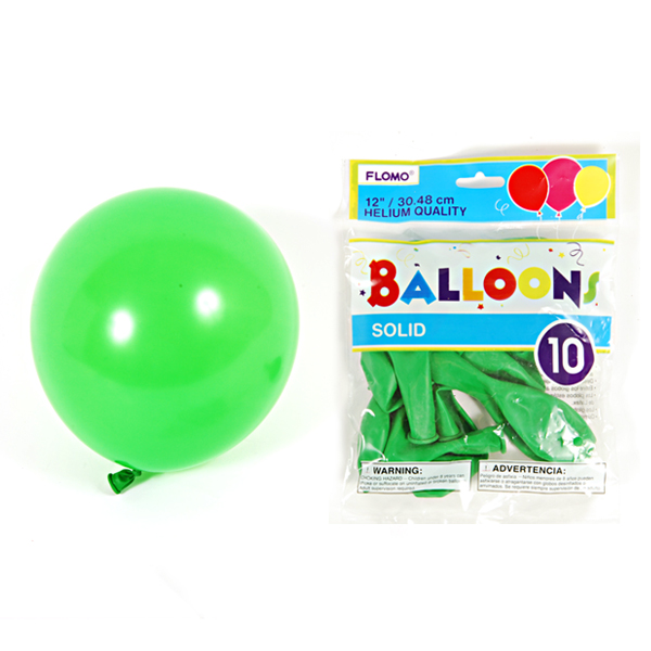 ''12'''' Solid Color Green BALLOONs - 10-Packs''
