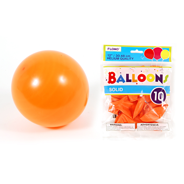 ''12'''' Solid Color Orange BALLOONs - 10-Packs''