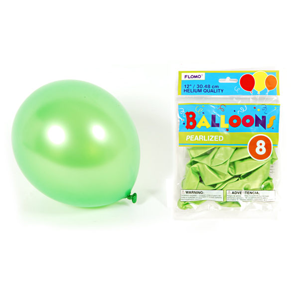 ''12'''' Green Pearlized BALLOONs - 8-Packs''