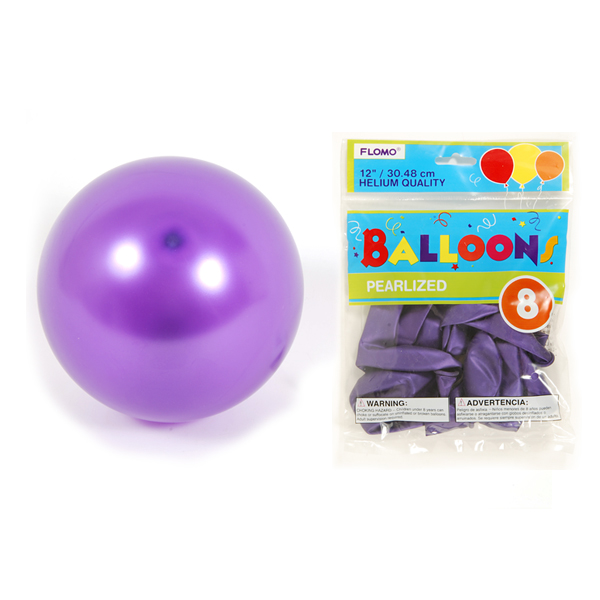 ''12'''' Hot Purple Pearlized BALLOONs - 8-Packs''