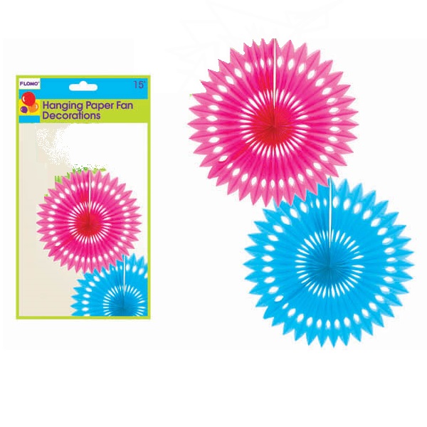 ''16'''' Hanging Paper FAN Decoration - Assorted Colors''