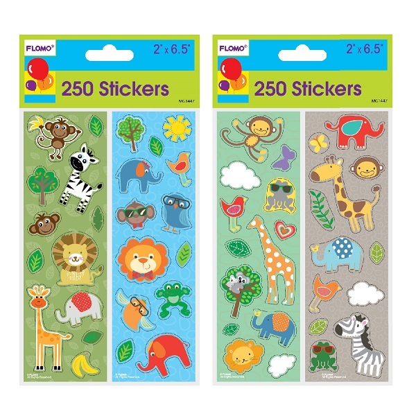 Children's Safari STICKER Sheets w/ Animal Designs - 10-Pack