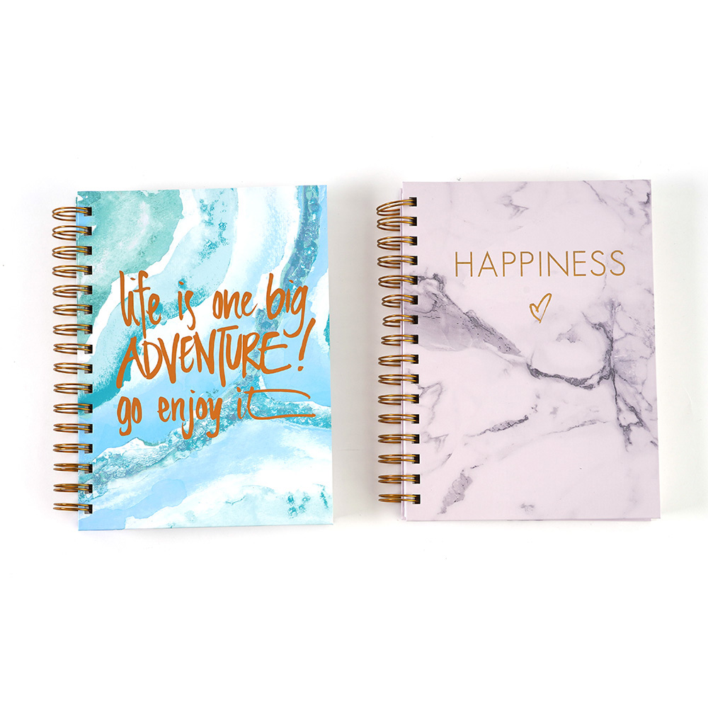 160-Sheet Jumbo Marble Printed Spiral Journals w/ Embroidered Messages & Logos