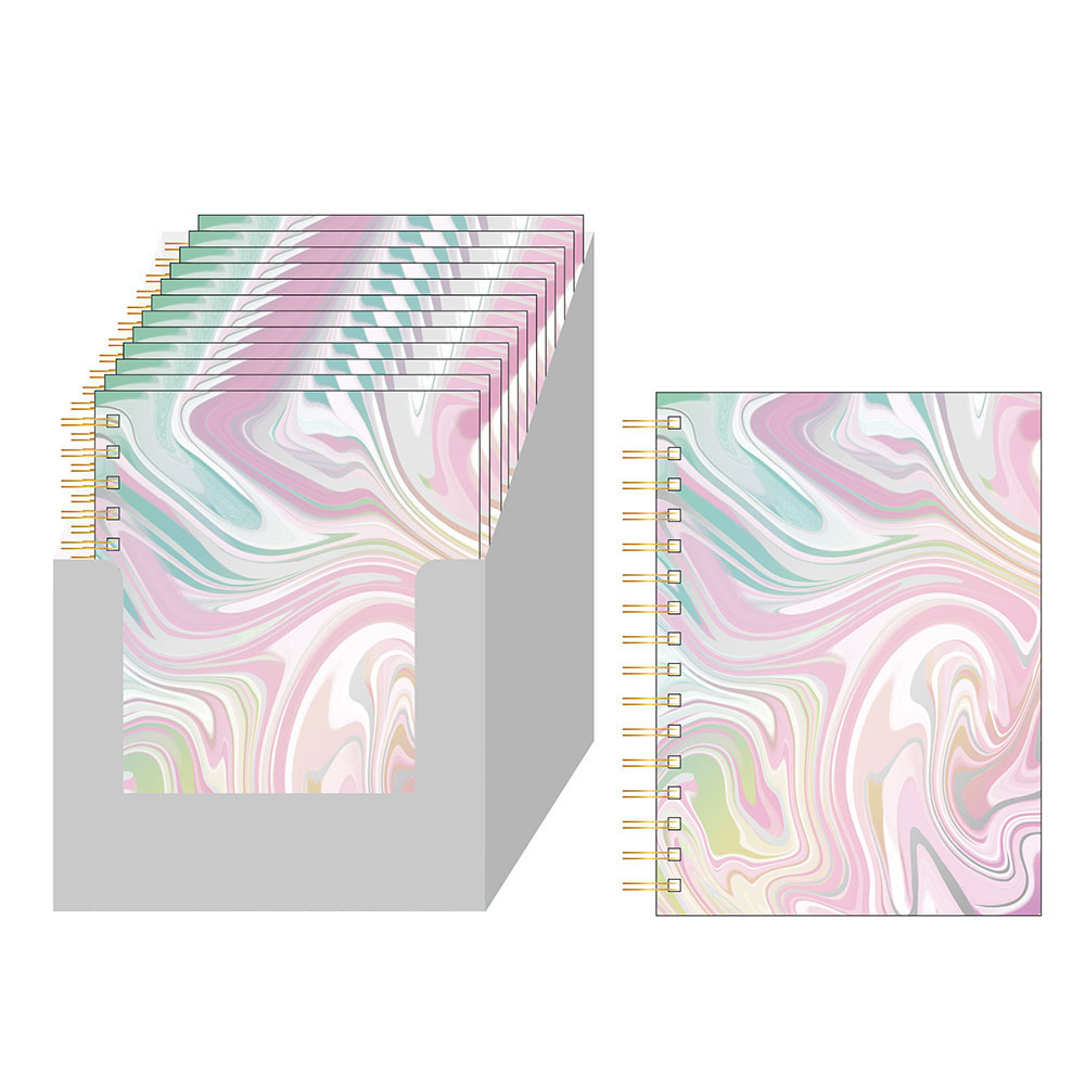 160-Sheet Jumbo Marble Swirl Spiral Journals w/ Two Tone Colors