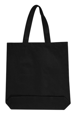 ''15'''' Cotton Canvas Gusseted Tote Bags - Black''
