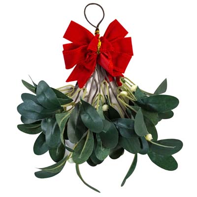 Mistletoe Hanging Decor 9in W/red Bow & Berries Xmas Ht