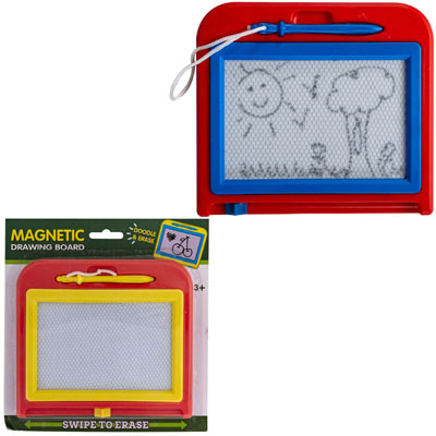 Magnetic Drawing Board Doodle Erase 6.25 X 5.75in 2ast Color Blister Age 3+