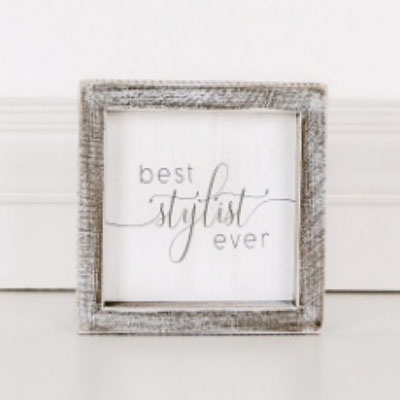 Wall SIGN 5x5 Best Stylistwood Framed White/gray ($5.50)