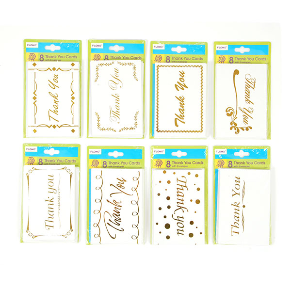 Hot Stamping Foil Thank You CARD w/ Envelopes - 8 Designs