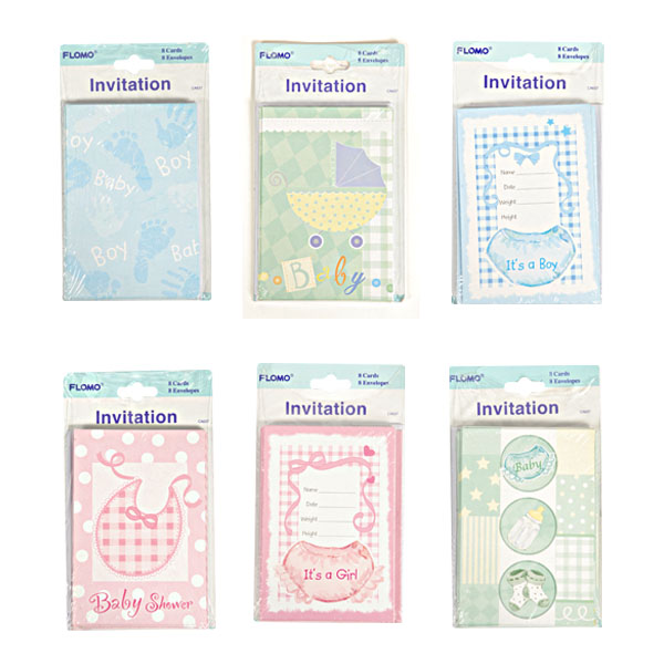 Baby Invitation CARD w/ Envelopes - 6 Designs