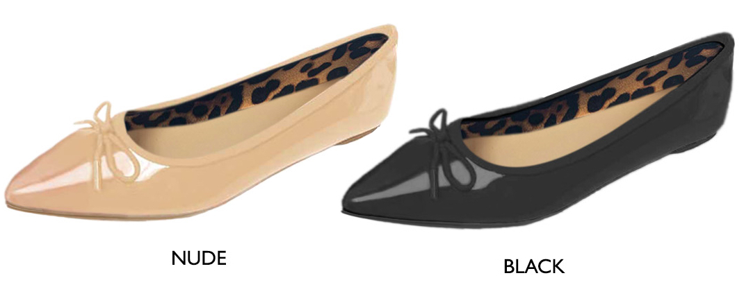 Women's Patent Leather Flats w/ Bow & Leopard Print Lining