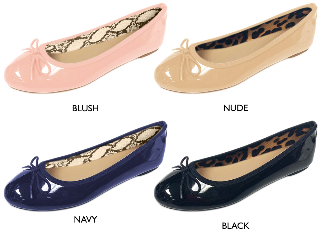Women's Patent Leather Flats w/ Snake & Leopard Print Lining