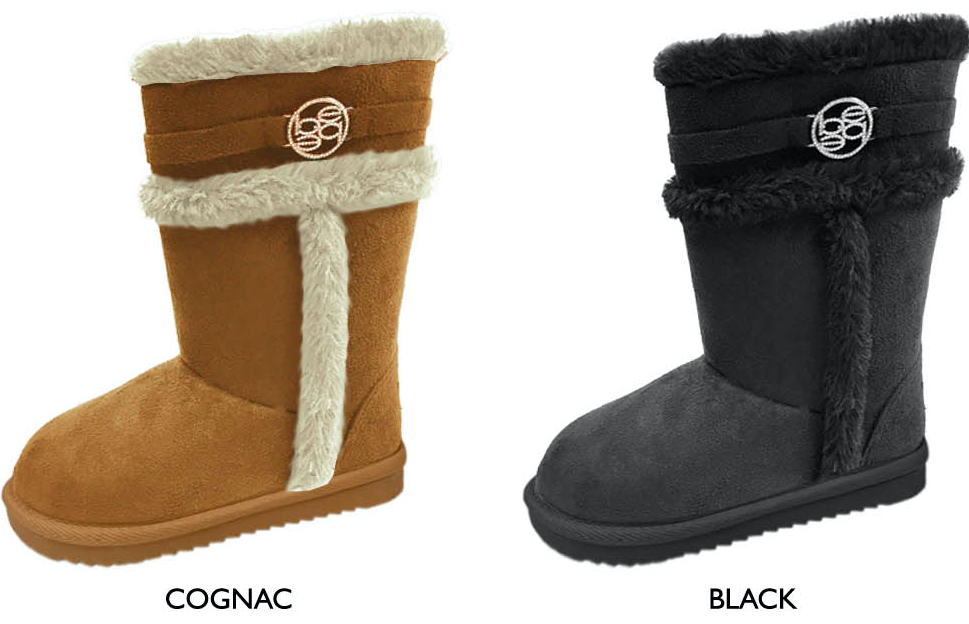 Girl's Tall Microsuede Winter BOOTS w/ Bebe Medallion & Faux Fur Trim