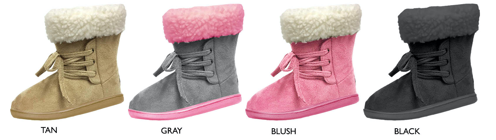 Girl's Microsuede Winter BOOTS w/ Laces & Sherpa Cuffs