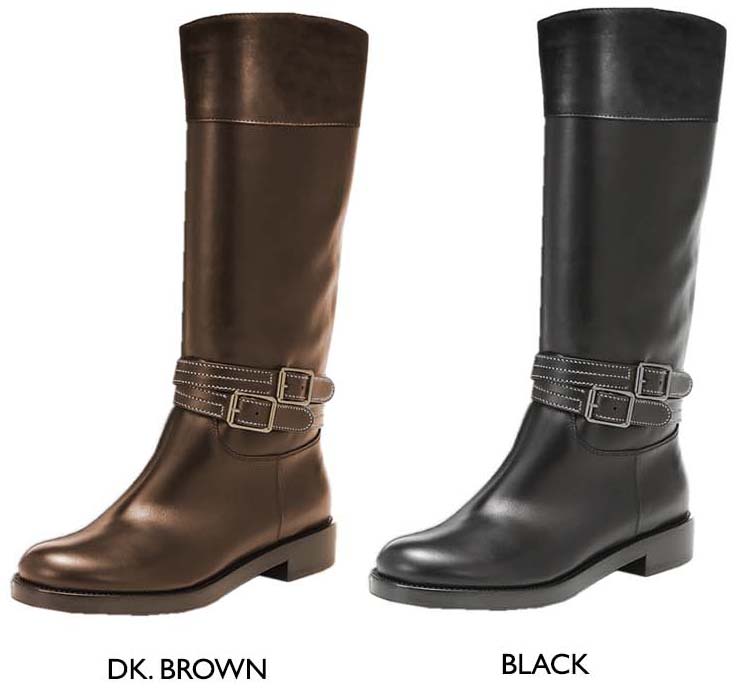 Women's Tall BOOTS w/ Contrast Stitching & Buckle Straps