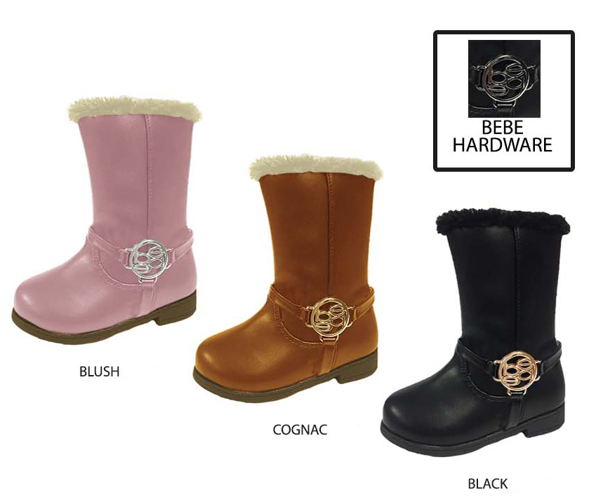 Toddler Girl's Riding BOOTS w/ Bebe Medallion & Faux Fur Trim