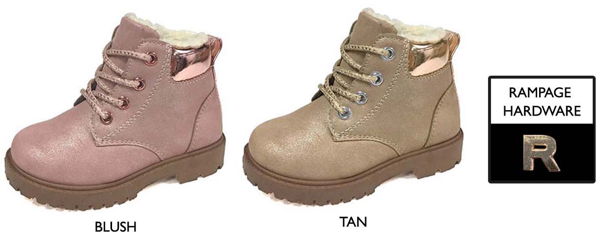 Toddler Girl's Nubuck BOOTS w/ Shimmery Cuff & Faux Fur Lining