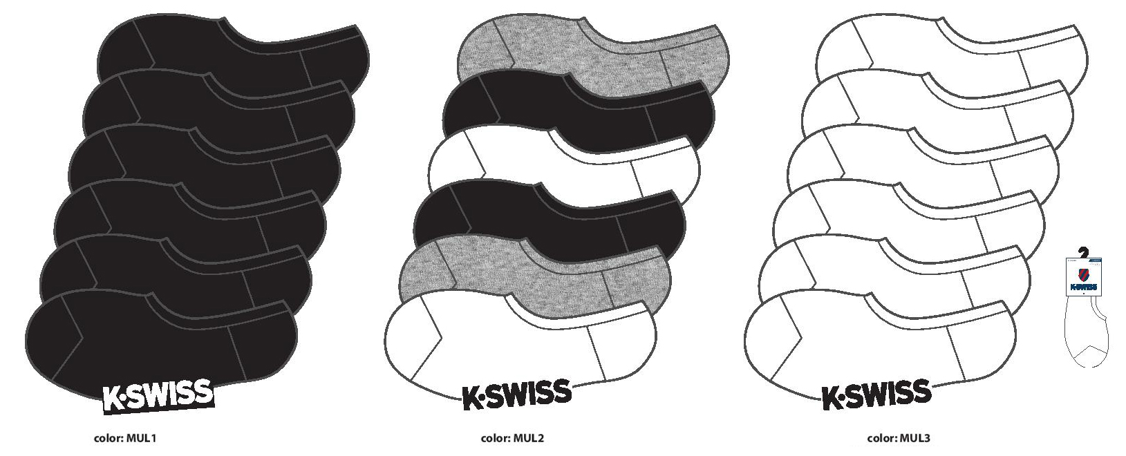 K-Swiss Women's Cotton Footie Socks - Solid Colors - Size 9-11 - 6-Pair Packs