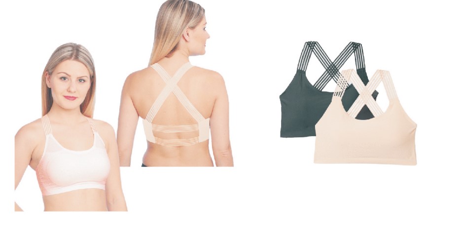 Second Skin Pullover Sports BRAs w/Cutout Cross Back & Removable Pads