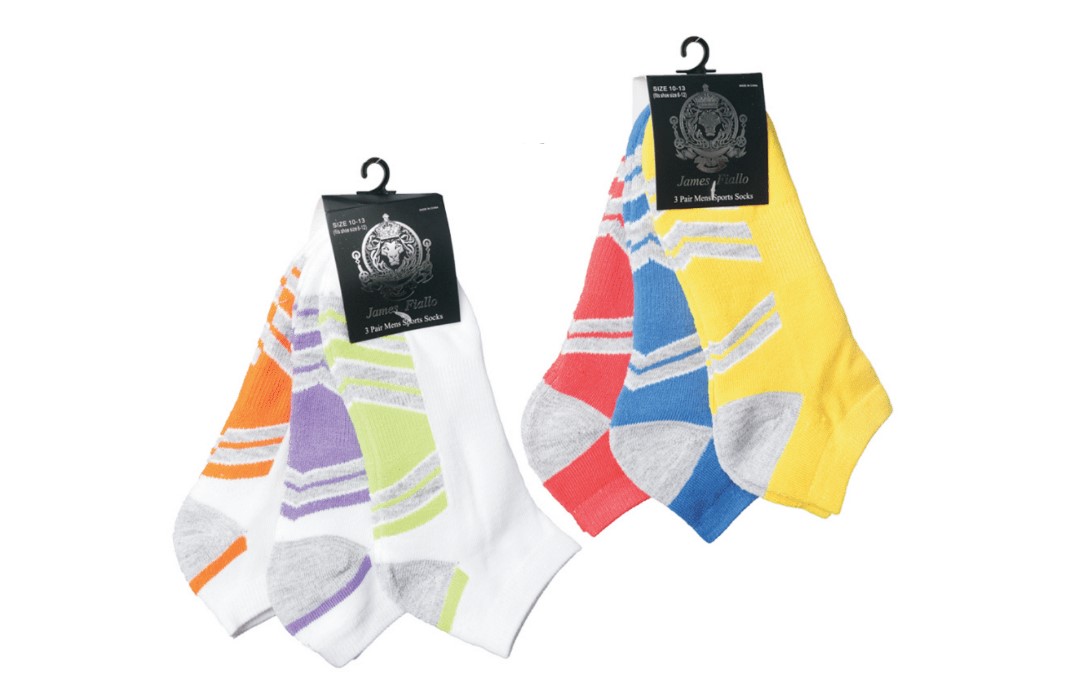 Men's Designer Athletic Ankle SOCKS w/ Heathered Heel & Chevron Patterns - Pastel Colors -3-Pair Pac