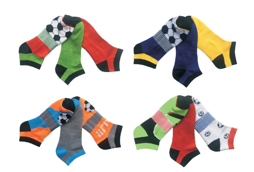 Men's Designer Athletic Ankle Socks w/ SOCCER Print - Pair Packs