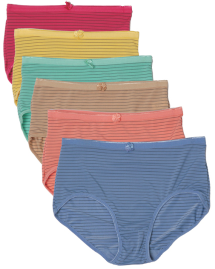 Women's Nylon/Spandex BRIEFS - Striped Colors - Sizes 5-7