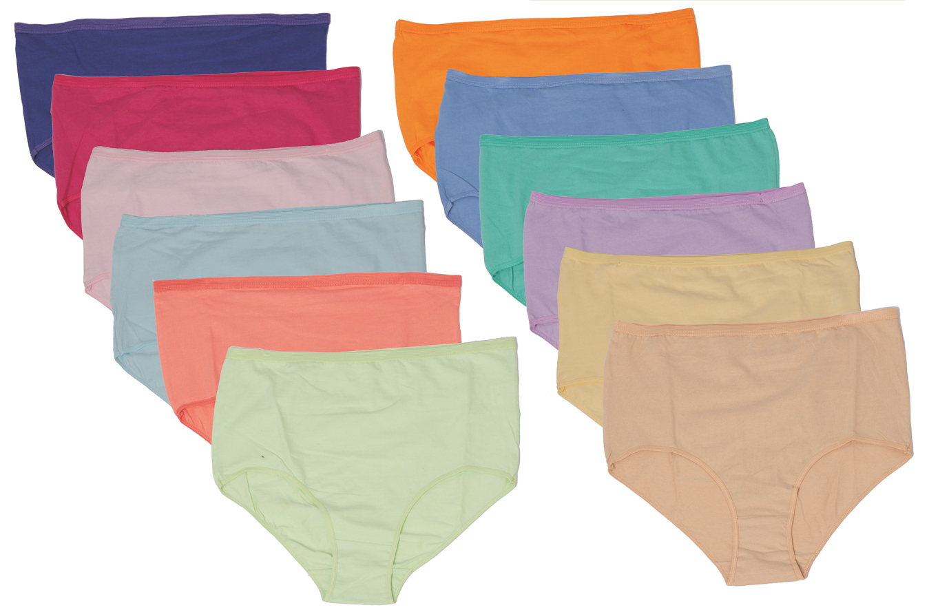 Women's Cotton/Lycra BRIEFS - Solid Colors - Sizes 5-7