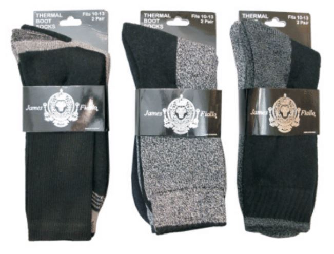 Men's Wool Blend Marled Ribbed Knit Thermal Boot SOCKS - Heathered Heel & Toe - Size 10-13 - 2-Pair 