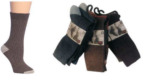 Women's Wool Blend Ribbed Knit Thermal Boot SOCKS w/ Solid Heel & Toe - Size 9-11 - 2-Pair Packs